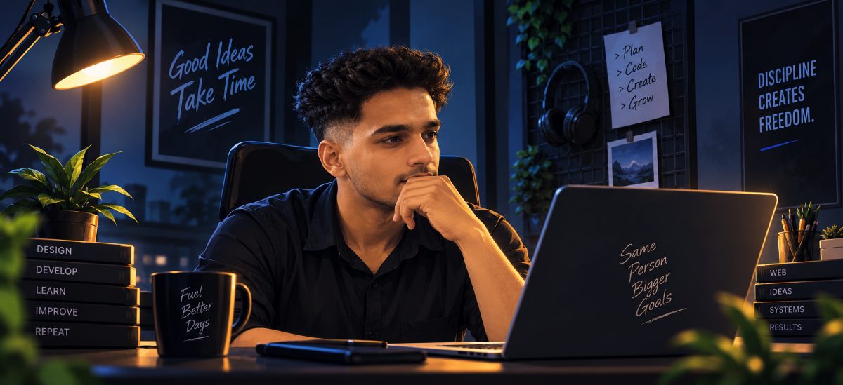 Viswa, founder of LunoLab, working at his desk